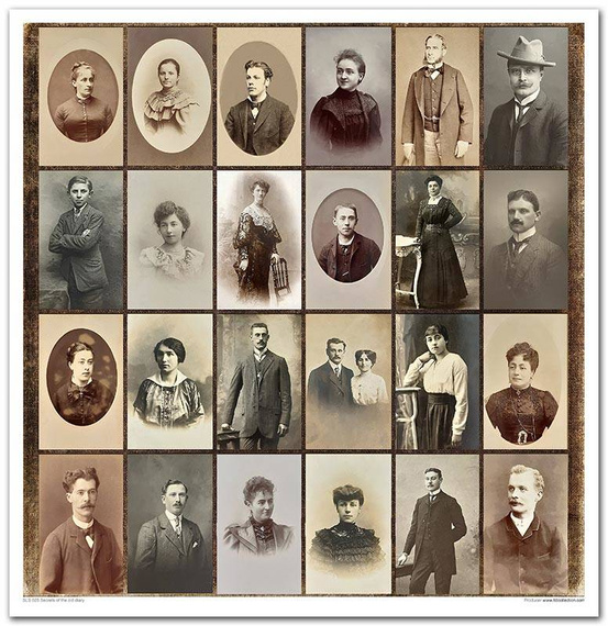 Zestaw papierów do scrapbookingu 30x30 - Secrets of the old diary vintage stare zdjęcia