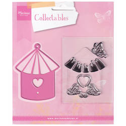 Wykrojnik i stemple - Marianne Design - Budka dla ptaków, motyl