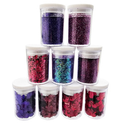 Zestaw brokatów i ozdób odcienie fioletu - 9 x 3,5-4g