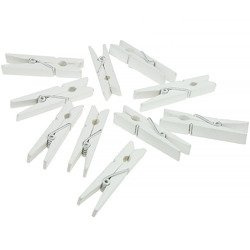 Drewniane spinacze, klamerki  3,5 cm - białe - 10szt