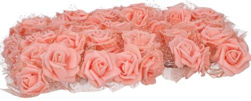 Kwiatki piankowe brzoskwiniowe z tiulem