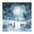 Zestaw papierów ryżowych -  krajobraz nocą, zimowa sceneria, sowa, lis, królik, domek - RSM178 - Itd Collection