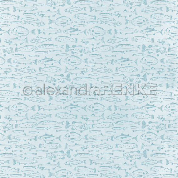 Papier do scrapbookingu 30x30 - Renke - Fish On Blue