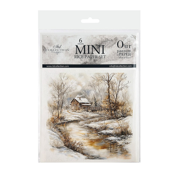 Zestaw papierów ryżowych - pejzaż zimowy, góry, natura, domki - RSM206 - Itd Collection