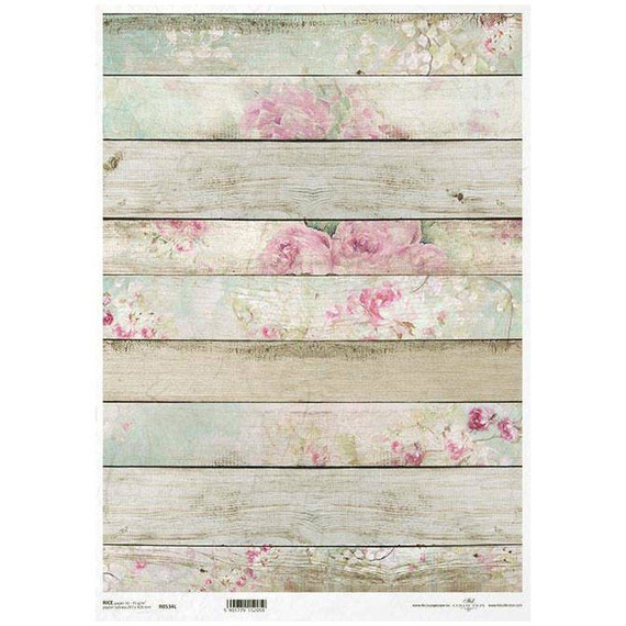 Papier ryżowy do decoupage A3 ITD-R534L Shabby Chic, deski, róże 
