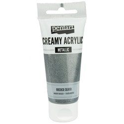 Farba akrylowa creamy acrylic metaliczna rokoko srebro/ metallic rococo silver 60ml - Pentart