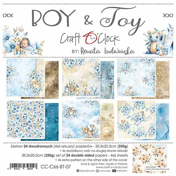 Zestaw papierów 20,3x20,3 - Craft o'clock - Boy & Toy 