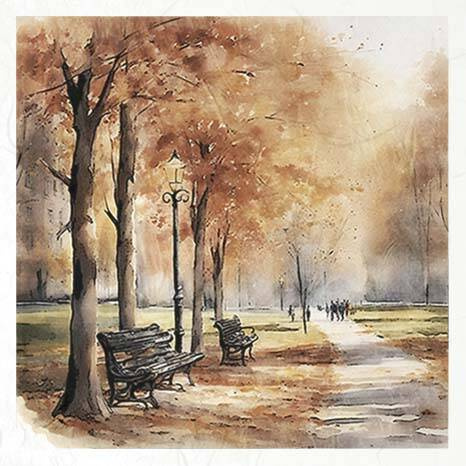 Zestaw papierów ryżowych - ITD RSM101 jesienne widoczki, jesień, park