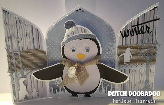 Szablon do odrysowania i wycinania Dutch Doobadoo - Pingwin - baza kartki