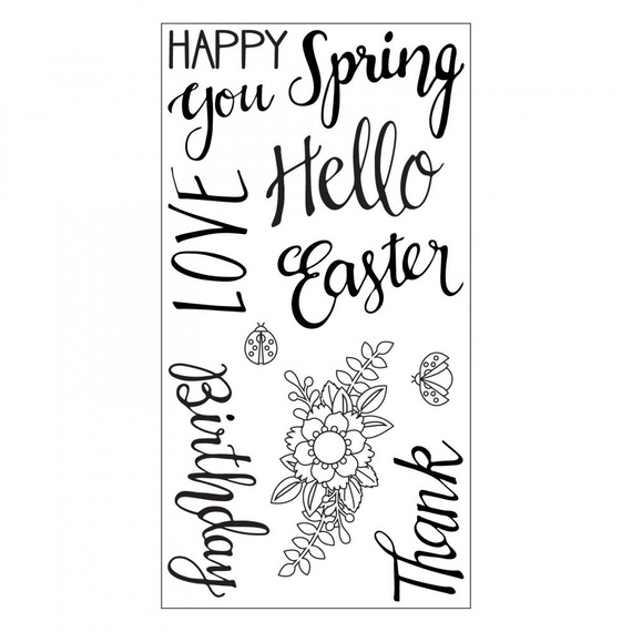 Stempel Sizzix - Spring Phrases - napisy Wielkanoc, urodziny