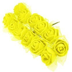 Kwiatki piankowe żółte z tiulem