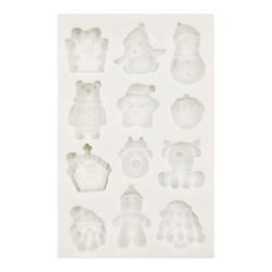 Foremka silikonowa - Pentart - 12 elementów świątecznych