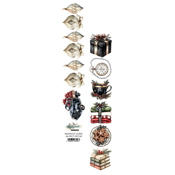 Papier do scrapbookingu 5x30 pasek - Alchemy of Art - Wonderful Christmas Time - świąteczne elementy