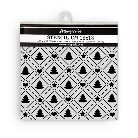 Szablon mix media 3D 18x18cm - Candy Christmas - wzorek choinki - Stamperia