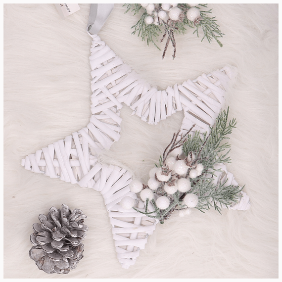 Gałązka świąteczna biała oszroniona - 1 gałązka