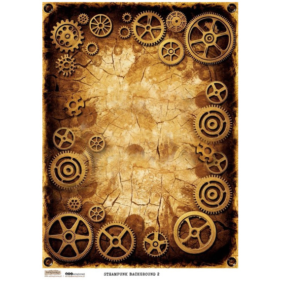 Papier ryżowy A4 - Scraplove - Steampunk Tło - Steampunk Background 2