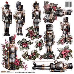 Naklejki papierowe - ScrapLove - Black Nutracker Elements 1 - Czarny Dziadek do orzechów