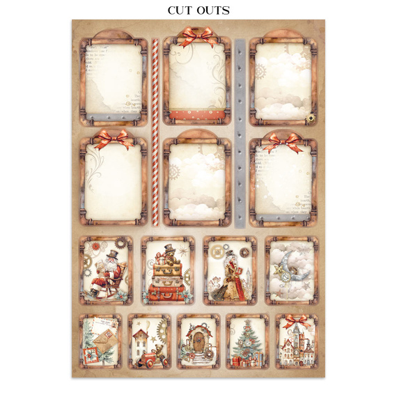 Zestaw papierów, naklejek i elementów Junk Journal - Gear Up For Christmas - Stamperia