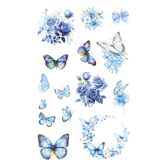 Naklejki foliowe - Niebieskie kwiaty i motyle
