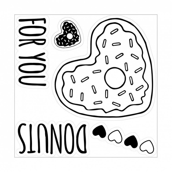 Wykrojnik + stempel Sizzix Framelits - Donuts for You - serca pączki