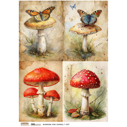 Papier ryżowy A4 - Scraplove - Mushroom Junk Journal 1