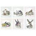 Zestaw papierów ryżowych - ITD RSM070 vintage, zające wielkanocne