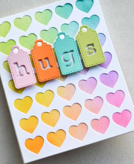 Wykrojnik - Poppystamps - Hugs Tags tagi z przeszyciami