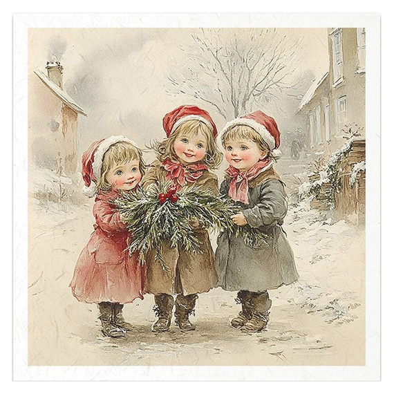 Zestaw papierów ryżowych - dzieci vintage, Boże Narodzenie - RSM184 - Itd Collection