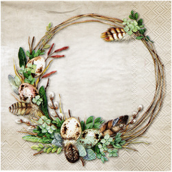 Serwetka do decoupage 33x33cm - Egg Wreath wianek wielkanocny