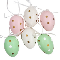 Jajka dekoracyjne 6 cm - jajka zawieszki pisanki 6 szt. - pastelowe w kropki