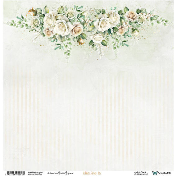 Papier do scrapbookingu 30x30 - ScrapAndMe - White Roses 05/06