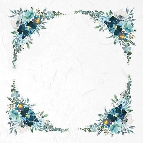 Zestaw papierów ryżowych, niebieskie kwiaty- ITD 6szt