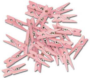 Spinacze, klamerki drewniane różowe 3cm - 20szt