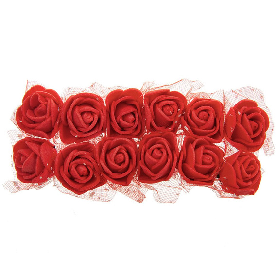 Kwiatki piankowe czerwone z tiulem