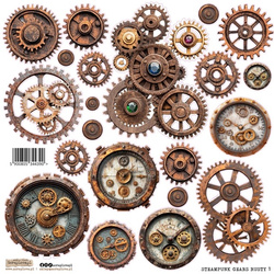 Naklejki papierowe - ScrapLove - Gears Rusty - Steampunk Koła Zębate Rdza 1