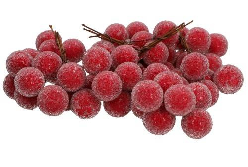 Kuleczki oszronione na druciku czerwone - ok. 6szt