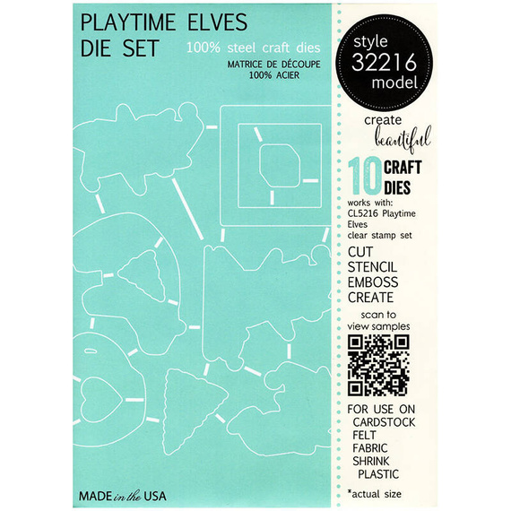 Wykrojnik + stempel - Memory Box - Playtime Elves - zima, elfy