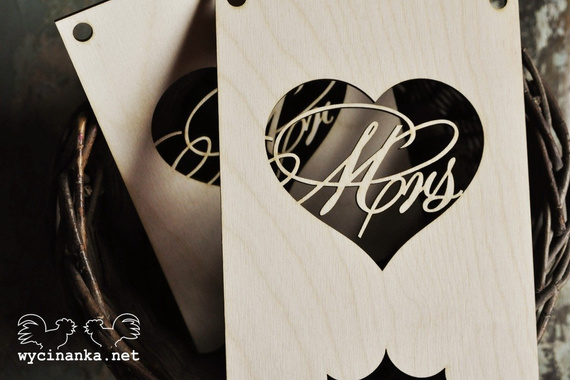 Proporczyki baner Mr i Mrs sklejka 3mm - Wycinanka