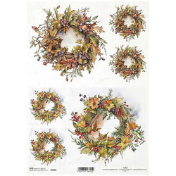Papier ryżowy do decoupage A4 ITD-R2289 wianki jesień