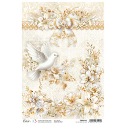 Papier ryżowy do decoupage A4 - Ciao Bella - Blessing Day The lily and the dove gołąbek lilie