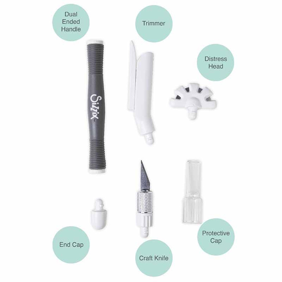 Zestaw narzędzi 3 w 1 - Sizzix trymer nożyk narzędzie do postarzania papieru