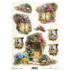 Papier ryżowy do decoupage A4 ITD-R0460 okna i drzwi