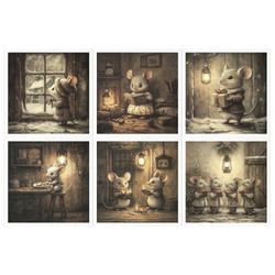 Zestaw papierów ryżowych - myszki, świąteczny czas, Boże Narodzenie - RSM188 - Itd Collection