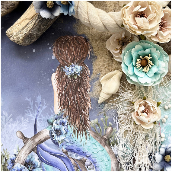 Kwiaty papierowe - Prima - Ocean Mist - 5szt