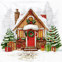 Serwetka do decoupage 33x33cm - Festive house świąteczny domek