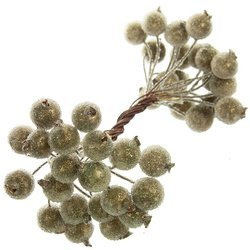 Jarzębina  dekoracyjna złota oszroniona na druciku - 1 gałązka