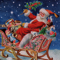 Serwetka 33x33cm - Mikołaj na saniach