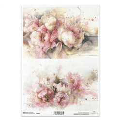 Papier ryżowy do decoupage A4 - bukiet peonii, twarz kobiety - R2687 - Itd Collection