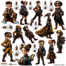 Naklejki papierowe - ScrapLove - Kids - Steampunk Dzieci 1