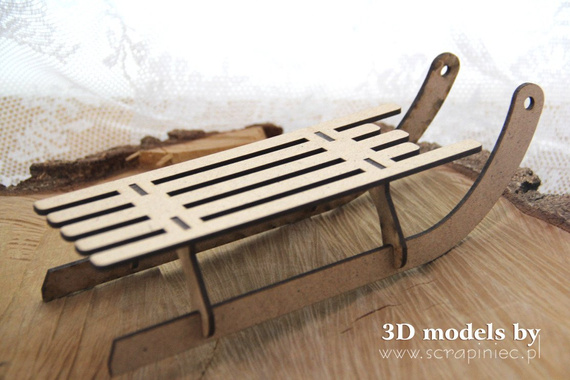 Tekturka - Big Wooden Sleigh - Duże Sanie HDF - Scrapiniec